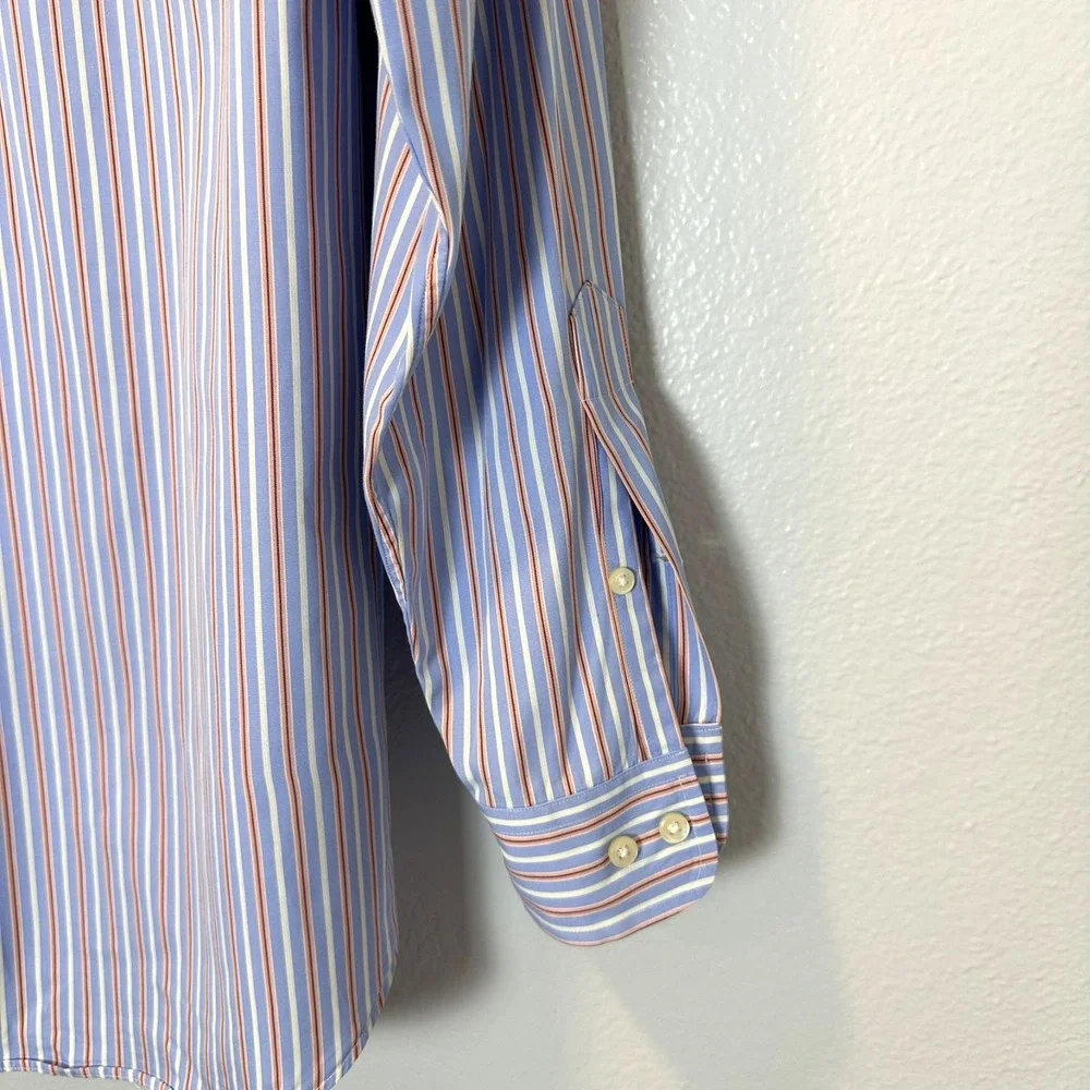 Ralph Lauren Men's 17.5- 34/35 Button Shirt‎ Long Sleeve Striped Blue